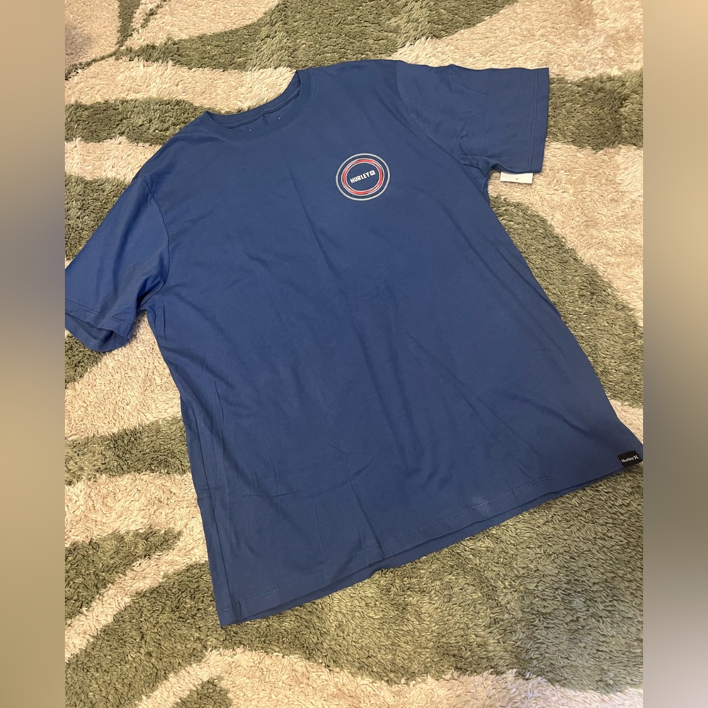 Hurley Dark Blue Graphic Short Sleeve Tee with Red Logo